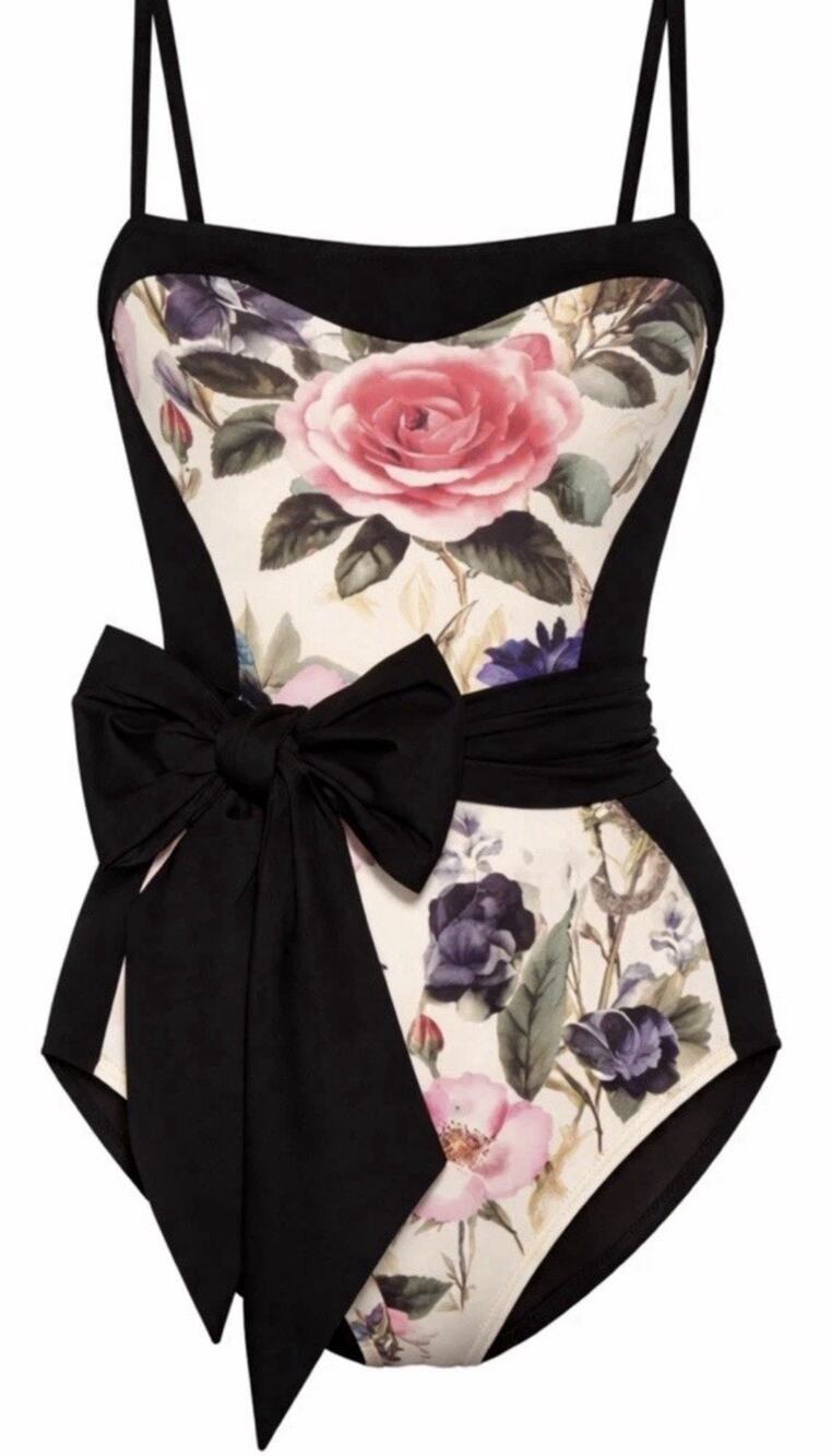 TA3 Sashy Shaping One Piece Swimsuit Frame Rose Snake/Black Floral XS Reg